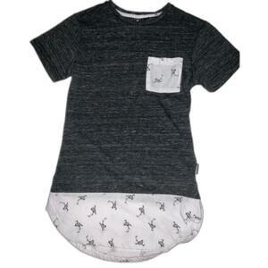 Boys ocean current shirt, size small, black, white and heather, gray flamingo